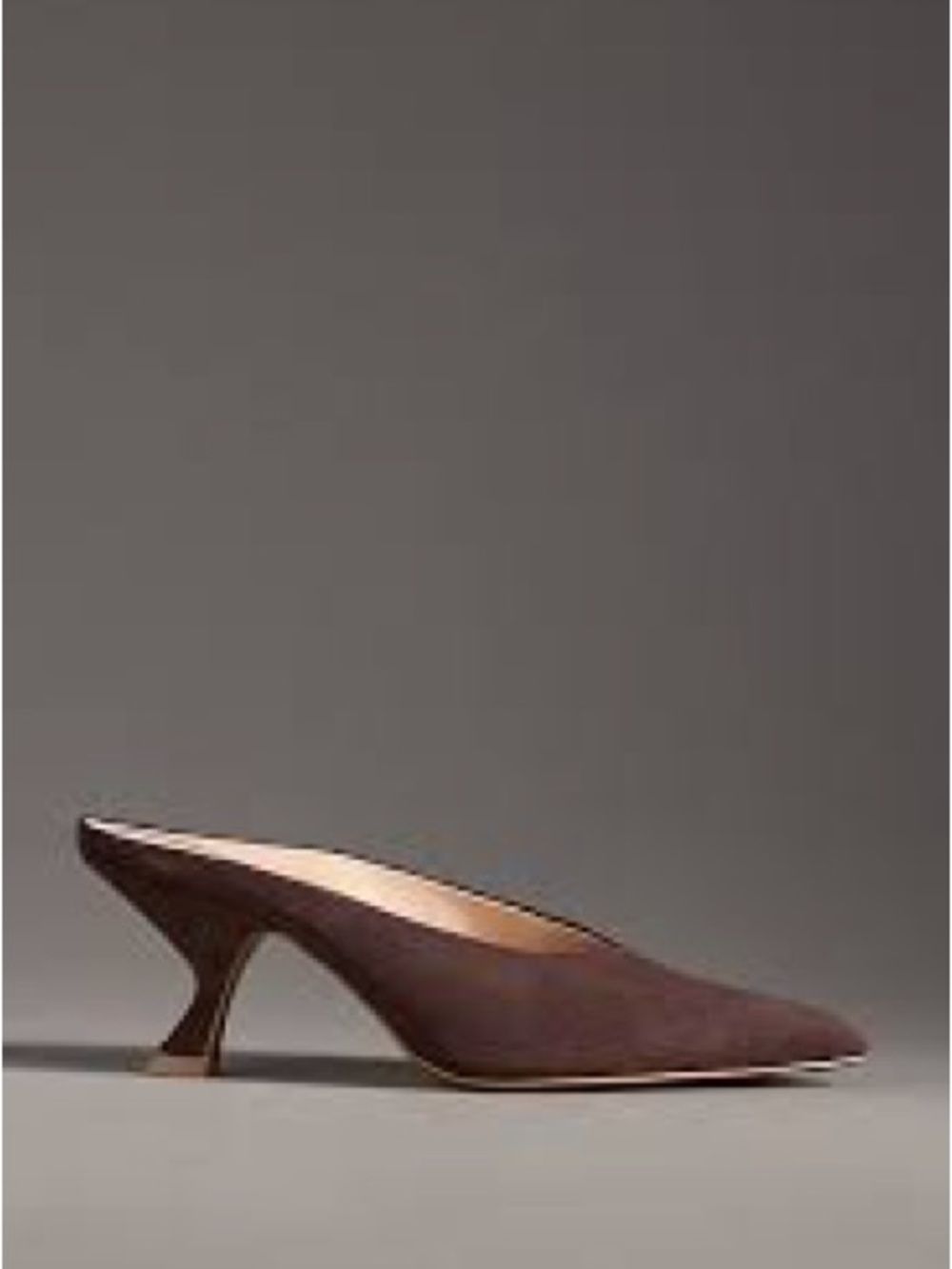 Anthropologie Maeve Brown Pointed-Toe Kitten Heel Mule 38